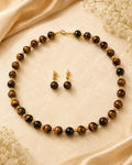 Sienne Brown & Gold Necklace and Earring Set