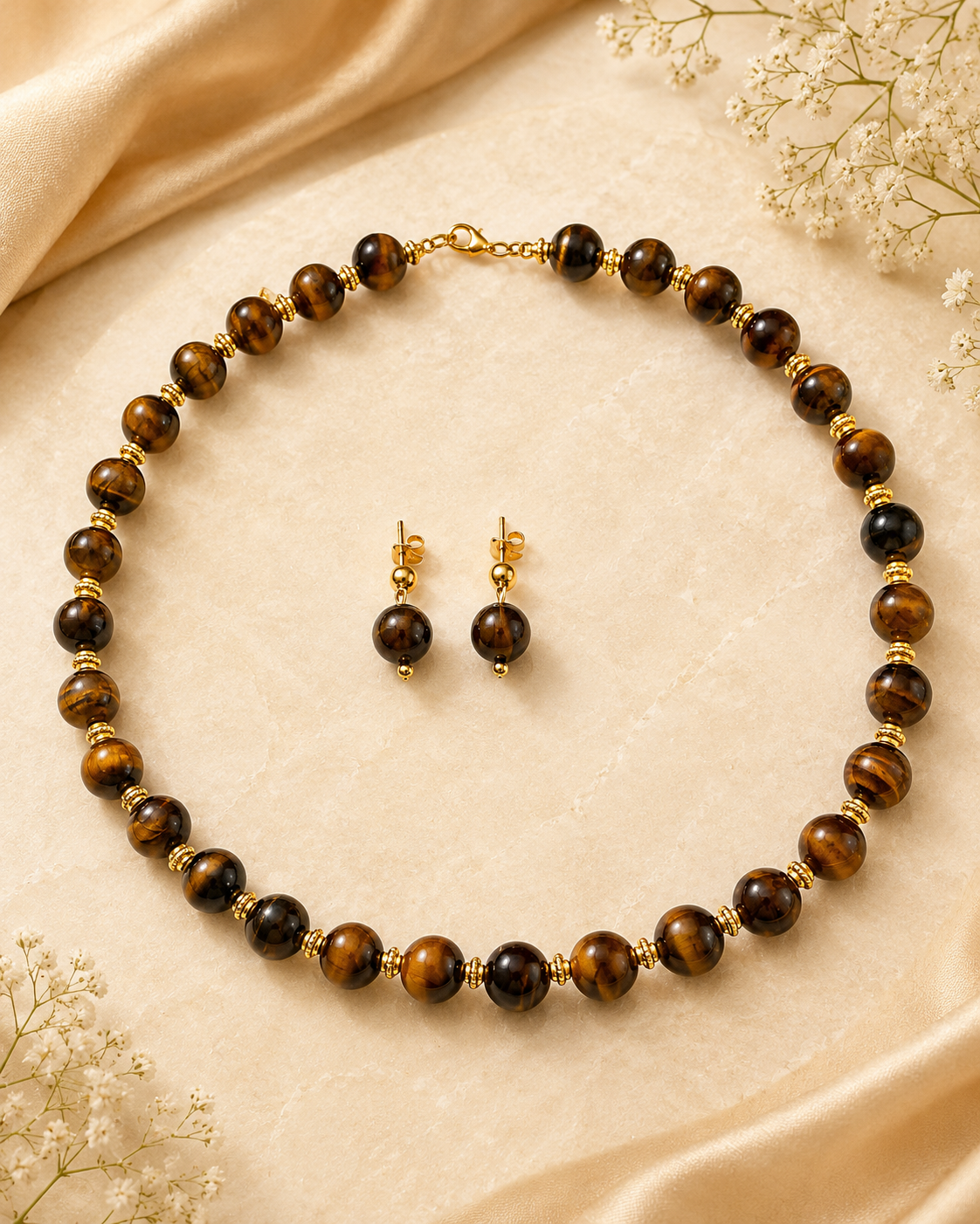 Sienne Brown & Gold Necklace and Earring Set