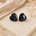 Bianca black speckled heart earrings