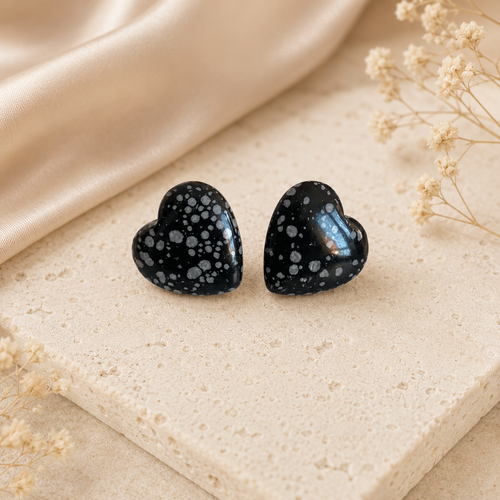 Bianca black speckled heart earrings