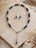 Marisol blue and pink silver handmade necklace and earring set