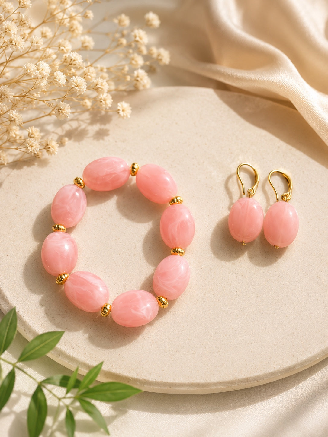 Blush Pink Bracelet & Earring Set