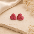 Valentina pink marbled heart earrings